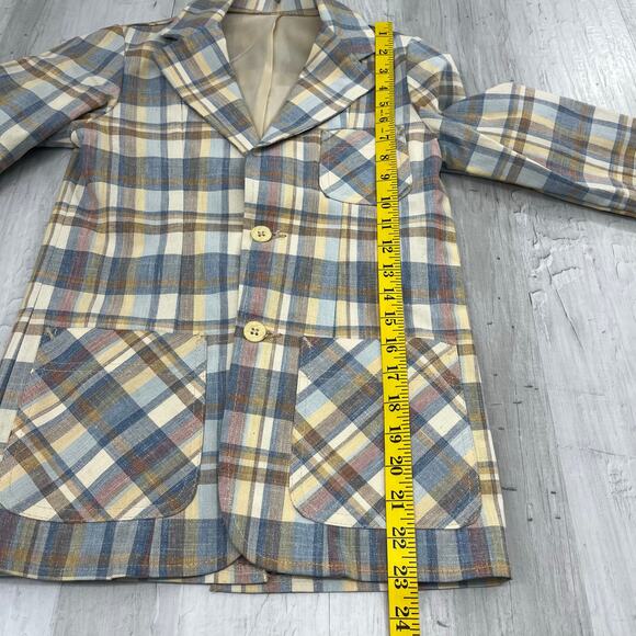 Billy The Kid Vintage Plaid Pastel Long Sleeve 2 Button Front Pockets Blazer 12 - Picture 9 of 9